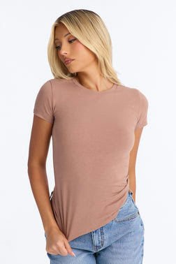 MC-0294 Camilla Classic Fit Crew Neck Tee - Caffe