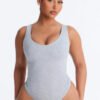 Savannah Double Lined Jersey Bodysuit - Heather Grey
