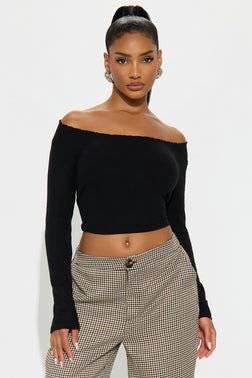MC-0300 Soft Touch Scoop Neck Lace Trim Top - Black