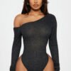 Naomi Ribbed Bodysuit - Black