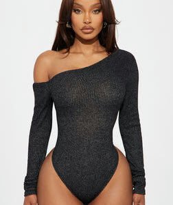 Naomi Ribbed Bodysuit - Black