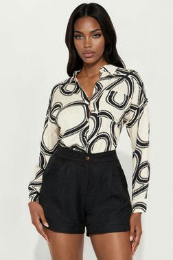 On The Go Printed Shirt - Cream/combo