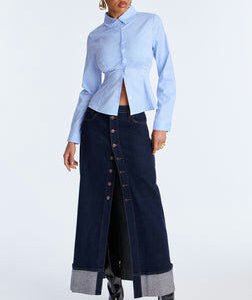 Never Going Back Striped Poplin Shirt - White/Blue