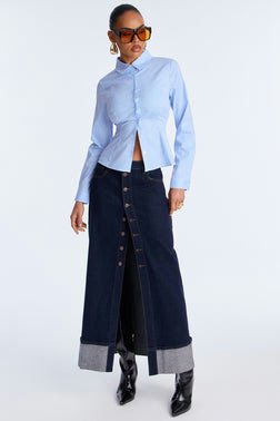 Never Going Back Striped Poplin Shirt - White/Blue