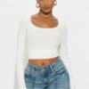 Soft Touch Scoop Neck Lace Trim Top - Off White