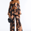 Simone Satin Wide Leg Jumpsuit - Black/combo