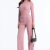 Ruth High Neck Ribbed Pant Set - Mauve