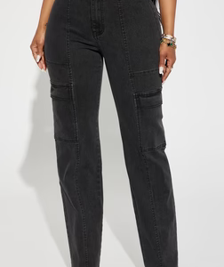 Non Disclosure Stretch Straight Leg Jeans - Black Wash