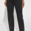 Non Disclosure Stretch Straight Leg Jeans - Black Wash