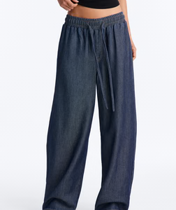 City Pulse Drapey Tie Waist Jogger Jeans - Dark Denim