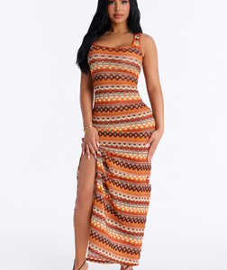 Sydney Geometric Midi Swim Cover Up Dress - Multi Color