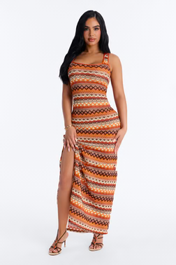 Sydney Geometric Midi Swim Cover Up Dress - Multi Color