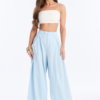 Tyra High Rise Pleated Wide Leg Pant - Light Blue