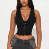 Don't Go Yet Linen Vest - Black