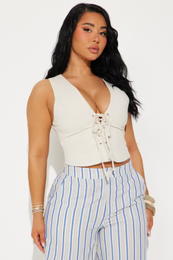 Don't Go Yet Linen Vest - Natural