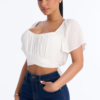 Maritsa Tie Back Gauze Top - Off White
