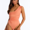 Been Here Before Ruched One Shoulder Bodysuit - Orange