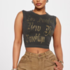 LA to NY Washed Tank Top - Charcoal