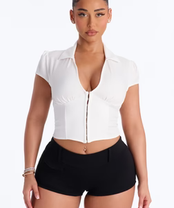 Angie Corset Short Sleeve Top - Ivory