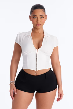 MC-0499 Angie Corset Short Sleeve Top - Ivory