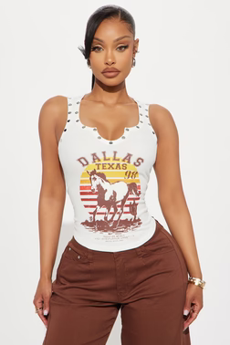 MC-0501 Dallas Studded Tank Top - Cream