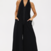 Linnet Tie Halter Wide Leg Jumpsuit - Black