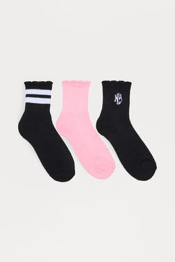 NY Girly 3 Pack Socks - Black/combo