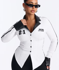Racing Team Button Up Shirt - White/Black