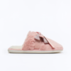 Cutie Bow Faux Fur Slippers - Pink