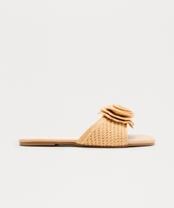 Truth Crochet Flower Slip on Sandals - Tan