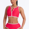 Waves Runner Colorblock Tank High Waist 2 Piece Bikini Bottom - Red/combo