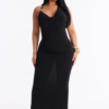 MC-0593 Lilly Hardware Cowl Neck Maxi Dress - Black