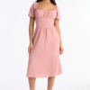 Raya Short Sleeve Bow Midi Dress - Mauve