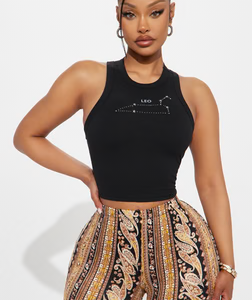 Leo Season Ribbed Tank Top - Black
