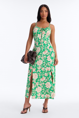 Sadie Sleeveless Floral Airflow Maxi Dress - Green