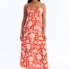 Sadie Sleeveless Floral Airflow Maxi Dress - Red